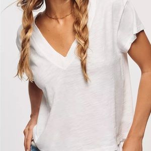 Anthropologie Pilcro Boxy Plunge V-Neck Tee NWT white